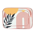Clear PVC makeup bag with pink zipper featuring colorful abstract geometric patterns - 078-Abstract Geo Pink