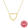Elegant S925 sterling silver heart pendant necklace in gold finish with a minimalist design - 925 Silver / Gold