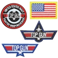 Taktisches Top Gun Aufnäher-Set mit US-Marine und amerikanischer Flagge Stickerei - W5ly-85-yt Set Mit 4 Stück – 21 G Klettverschluss