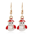 Close-up of snowman Christmas earrings with red and white oil drip and shiny rhinestones - Snowman #13