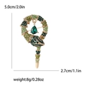 Luxurious gold snake brooch with green rhinestones and water-drop stone detailing - Green
