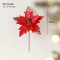 Red 25cm artificial Christmas flower with gold sequins and poinsettia fabric petals - Small (25x30cm) / Red