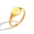 Bague chevalière en acier plaqué or 18K avec initiales LTJ et étoile gravées - US 7 / Bague Gravée LTJ (Or)