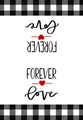 Strofinaccio da cucina assorbente con bordo a scacchi e stampa Forever Love - Bordo a Scacchi FOREVER Love(MB1-2)