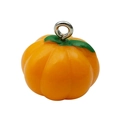 Orange pumpkin alloy pendant with green leaf and silver metal loop for DIY jewelry - Yellow Pumpkin (19701)