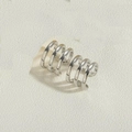 Ear cuff in argento lucido con design minimalista a quattro strati sovrapposti - Placcato Platino Ear Cuff a 3 Strati