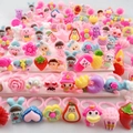 Pink plastic rings for girls featuring various animal and fruit cartoon patterns - Girls Solid Color Cartoon Style Small Rings