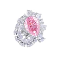 S925 sterling silver ring with a large pear-shaped pink zircon and white gemstones - Pear Cut Pink Zirconia (FDJZ-079)