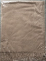 Solid camel cashmere-like scarf with fringe detail, folded in packaging for winter - Mocha