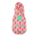 Pink dog raincoat with strawberry print, hood, reflective safety strip and green trim - L / Strawberry Pink