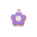 DIY colorful five-petal flower charm with purple enamel and golden metal finish - Purple