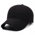 Klassische schwarze Baumwoll-Baseballkappe mit BLACK Stickerei und FASHION-Krempe - Verstellbar / Schwarz