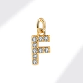 Golden S925 sterling silver letter F pendant with sparkling cubic zirconia inlay - Gold (Letter F)