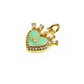 Détail du pendentif cœur en émail vert avec œil porte-bonheur et zircons étincelants - Vert