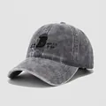 Detail of grey corduroy baseball cap featuring 3D letter B embroidery for children - 54cm (3-8 Years) / Gray