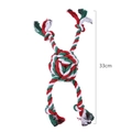 Christmas-themed 33cm dog rope toy with red, green and white woven cotton knots - B13115-Style 9 (Christmas Multi-knot 33cm) / 33CM
