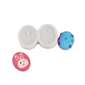 Dual-cavity silicone mold featuring Easter bunny and floral patterns for DIY baking - Style 3 Grey (2-Cavity Rabbit Flower)