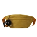 Minimalist ginger corduroy crossbody bag with cute plush pendant and zip closure - With Pendant / Yellow