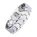 Bracciale magnetico da uomo in acciaio al titanio argento con maglie esagonali stile calcio - Argento