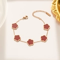 Elegantes Armband in Roségold mit fünf roten Blumenanhängern und 18KGP-Zertifizierung - 967 Rotes Muschelarmband Roségold