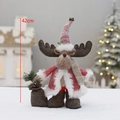 Standing Christmas reindeer plush doll in red robe and striped hat, 42cm height - XL Reindeer (HM24-9803C)