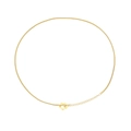 Gold snake chain necklace featuring a floral toggle clasp and adjustable extension link - Flower Toggle Clasp Gold Snake Chain Style (N303341) / Gold