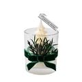 Handgemachte Weihnachtsbaum Duftkerze im Glas mit grüner Schleife und Tannenzweig - Weißer Weihnachtsbaum (Kokos & Vanille)