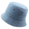 Light blue denim bucket hat with metal eyelets and stitched brim for sun protection - 58cm / Light Blue