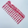 Pink and white marble texture acrylic wide-tooth comb with smooth anti-static finish - Pink Marble Texture