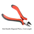 11cm diagonal pliers with red anti-slip handles and carbon steel head for DIY jewelry making - Wire Cutter