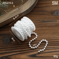 5M weiße Perlenkette Rolle für Weihnachtsbaum und DIY Hochzeit Dekoration Zubehör - 0,6CM Weiße Runde Perlen / 5 Meter