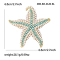 Elegante spilla a stella marina con strass blu e perle bianche, diametro di 6,8 cm - Blu