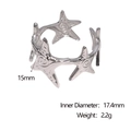 Detail view of starfish ring dimensions showing 15mm height and 17.4mm inner diameter - Silver