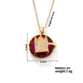 Gold stainless steel necklace with colorful gradient crystal and Virgin Mary pendant - Red Purple Gradient Style (N00921-87)