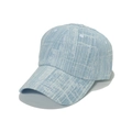 Dettaglio del berretto da baseball in tweed azzurro con trama intrecciata e visiera curva - M (56-58cm) / Celeste