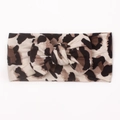 Leopard print wide baby headband with soft knot bow detail on a plain white background - Style D (Beige Leopard)