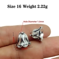 Silver lily-of-the-valley spacer bead cap 12x13mm with 1.5mm hole for DIY jewelry - Style 16