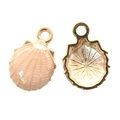 Pink enamel seashell charm in golden finish for DIY ocean jewelry making accessory - Shell / White