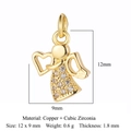 Golden angel pendant in copper and cubic zirconia with 12x9mm dimension details - Gold Angel (VB785-2)