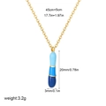Golden necklace with blue gradient enamel capsule pendant and adjustable chain link - Letter I