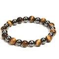Bracelet fait main en perles d'œil de tigre et d'hématite avec finition polie - 8mm Nouveau Design Œil de Tigre