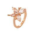 Détails de la bague pétale en or rose avec cristaux clairs et pierres scintillantes - VJ638 Design de Papillon / Or rose