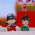 Set of resin dolls in traditional Chinese Hanfu with a small white dog figurine - Winter Solstice Ornament (1188-8F)