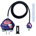 Detail of purple cartoon character silicone case set for 18W/20W power adapter cables - Patrick Star in Hoodie / Five-Piece Set