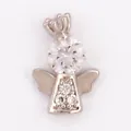 Silver angel charm with sparkling zircon stone inlay for DIY jewelry design - Angel / White Gold