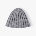 Dark grey knitted beanie with textured honeycomb and ribbed pattern for winter warmth - Light Gray