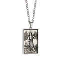 Silver stainless steel tarot necklace featuring the Temperance card pendant on O-chain - Temperance / Steel
