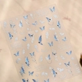 Autocollants ongles papillon dégradé bleu et argent TL-350 avec effet laser métal - Style Papillon Bleu (TL-350)