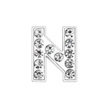 10mm silver letter N charm with sparkling rhinestones for DIY pet collars - 10mm / Letter N with Rhinestone