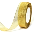Christmas gift wrapping gold metallic glitter ribbon roll for festive decorations - Gold Glitter Ribbon (22m)
